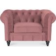 Fauteuil Chesterfield velours Altesse Vieux Rose-0