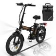 HITWAY Vélo électrique Pliable 20" E-Bike Noir-Orange - Batterie 36V - 11,2Ah - Ecran LCD+HITWAY Sac Noir-0