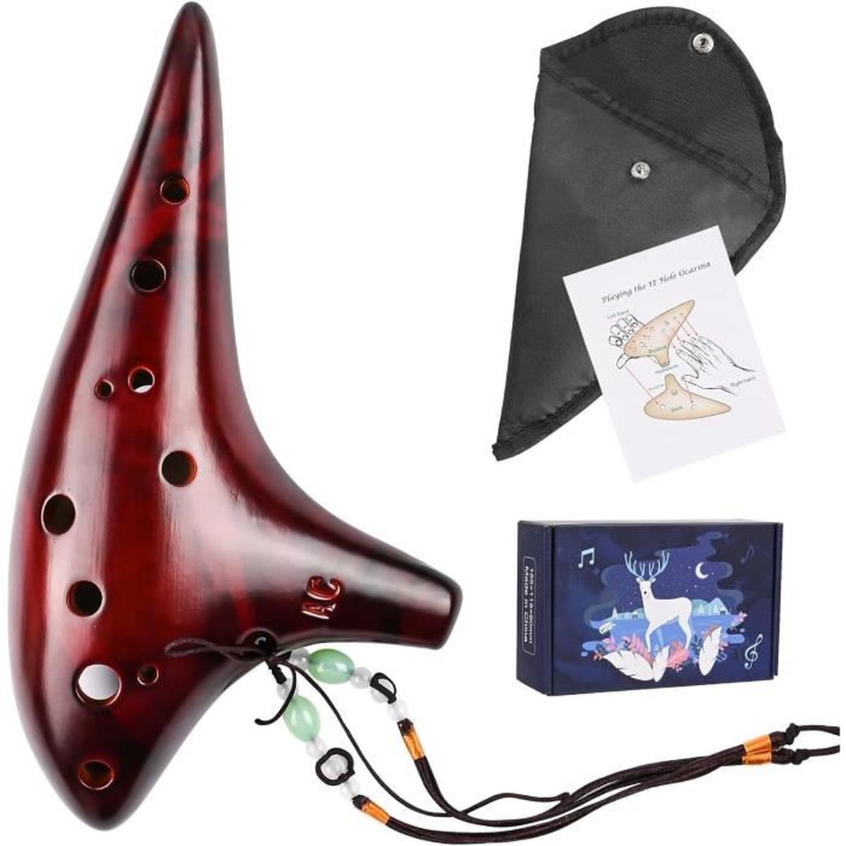 Ocarina Alto C 12 trous Ocarinas en céramique naturelle meilleure