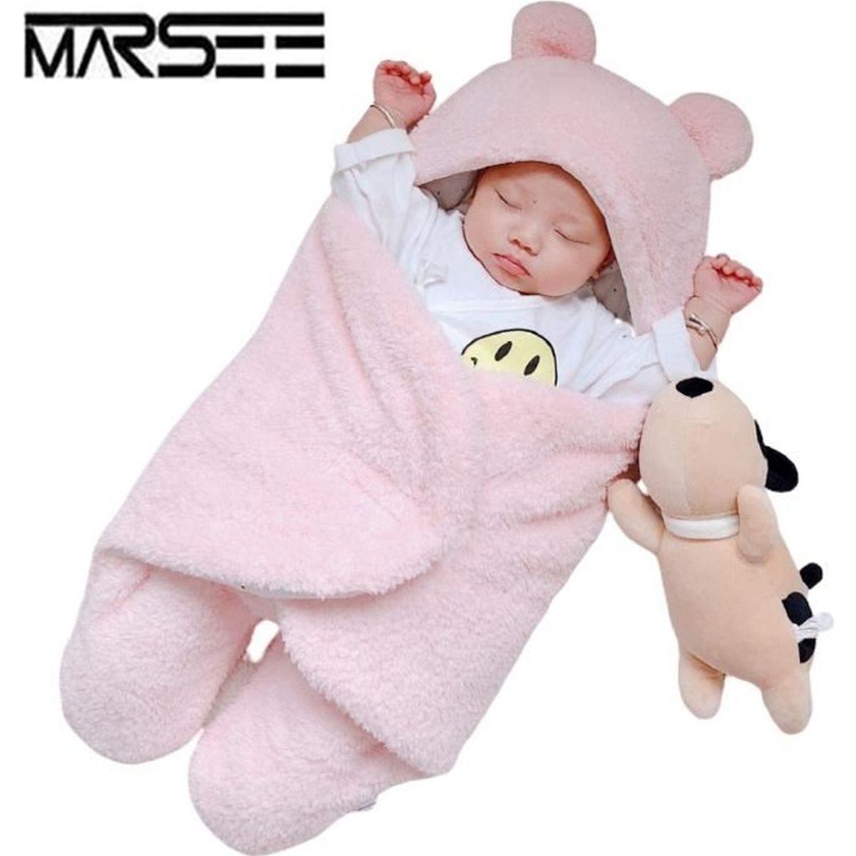 Happy Cherry Nid Dange Bébé Fille Naissance 3-6 mois Dors Bien en Polaire Epais Chaud Hiver Nourrisson Couverture Emmaillotage avec Pieds Séparés Sac de Couchage Enveloppe Bébé Rose 