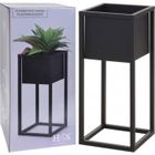 HOME&STYLING H&S Collection Pot de fleurs sur pied Métal Noir 50 cm 424358