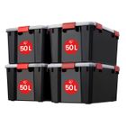 Iris Ohyama, Boite de Rangement Hermétique, 50L, Lot de 4, Noir, AT-L