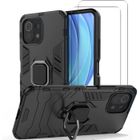 NOVAGO Compatible Xiaomi Mi 11 Lite (4G et 5G)- Coque Résistante avec anneau béquille + 2 protections vitre écran verre trempé 9H