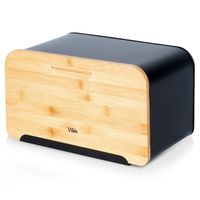 Boîte à Pain Avec Planche Bambou Noir 33 X 18,5 X 12 Cm - Rangement Et Conservation