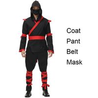 Ninja - XL - Costume d'Halloween Ninja Cosplay pour Homme, Uniformes de Samouraï Noir Kokor, Costumes de ixde