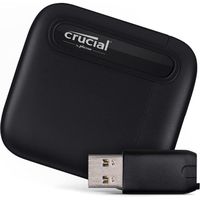 Crucial X6 2TB Portable SSD  Jusqu'a 540MB/s  USB 3.2  USB-C - CT2000X6SSD9 + USB-C to USB-A Adaptateur- CTUSBCFUSBAMAD