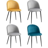 HOMCOM Chaises de salle à manger design scandinave lot de 4 chaises pieds effilés assise dossier ergonomique velours multicolore