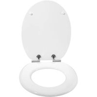 WOLTU Abattant de toilette en MDF Softclose, Couvercle de WC charnière inoxydable, antibactérienne, Blanc 37.8 x 43.8cm