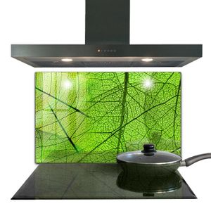 CREDENCE Fond de hotte - Decortapis - 100 x 70 cm - Verre trempé - Texture de feuille verte