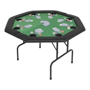 TABLE DE JEU CASINO Table de poker pliable - HOP - 8 joueurs - Octogonale - Vert et noir