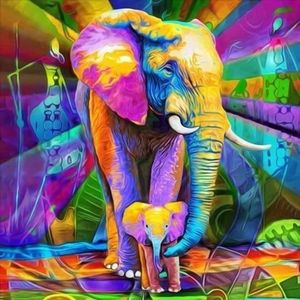 GAGALAM Peinture par Numéro Adulte Éléphant Habillé Coloré Cadeau  danniversaire,40x50cm Peinture au numéro Loisirs créatifs