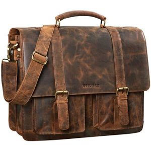 S-ZONE Sac Serviette en Cuir Hommes Sac a Main en Cuir Sac Messager Sac Ordinateur Cuir pour Hommes