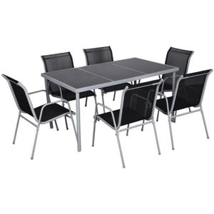 Ensemble table et chaise de jardin Salon de jardin - 6 personnes - LUSIANA - Concept Usine - contemporain - Gris