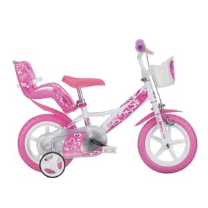 VÉLO ENFANT Vélo 12 Pouces Dinobikes - DINO - BMX - Rose - Rigide - Avant - Asphalte