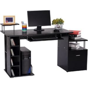 Yurupa Table de bureau avec etagere ,Bureau avec étagère ,Meuble bureau  ordinateur ,table d'ordinateur Blanc BR2-AW - Cdiscount Maison