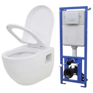 WC - TOILETTES WEI-Toilette murale avec réservoir de chasse caché Céramique Blanc-WEI275791