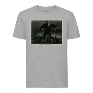 T-SHIRT T-shirt Homme Col Rond Gris Photo du Film King Kon
