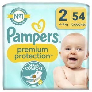 COUCHE Couches bébé PAMPERS Premium Protection - Taille 2 (4Kg-8Kg) - Paquet de 54
