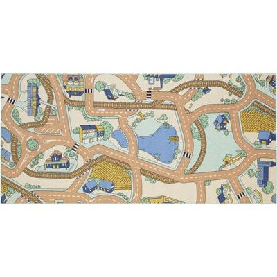 Tapis De Jeu Enfant Circuit Voiture Volcans & Dinosaures - 145 X 200 Cm, Moquette Douce & Sécurisée