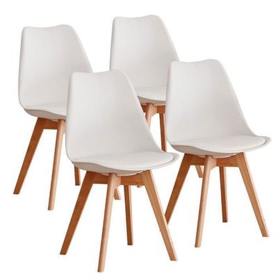 Chaise Pliante en Bois avec Coussin-VEVOR-Lot de 4-Chaise de Portable-avec Coussin d'Assise Pliable-Rembourrée Moderne-Blanc - Maison