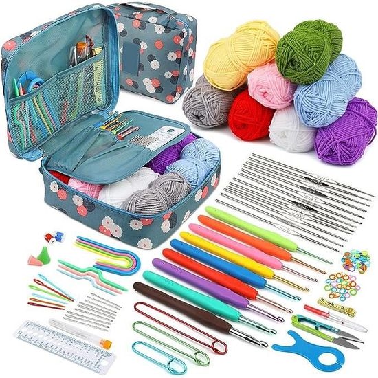 Kit De Crochet - AMOUNE - Portable - 103 Accessoires - Idéal Pour Débutants - Couleurs Multiples - Beaux-Arts Et Loisirs Créatifs