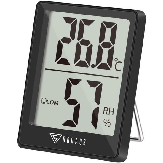 Noir Indication du Niveau de Confort ℃/℉Commutable Portable, pour Détecter humidité et la température DOQAUS Mini Thermometre Intérieur 2 Pièces Hygrometre Interieur de Haute Précision 