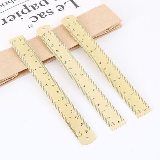 Règle En Laiton En Métal De 15cm Cm Pouces Double échelle Règle De Vague Ensemble De Règle De Papeterie Fournitures De Bureau Outil De Dessin Vente D'usine