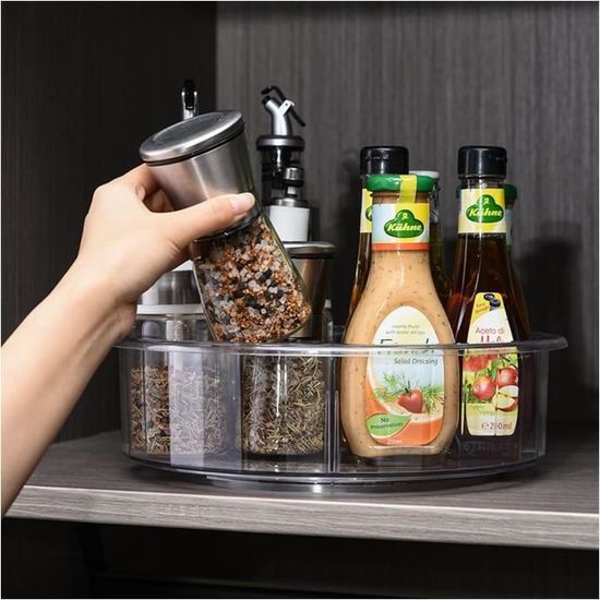 Plateau Tournant 360° Pour Réfrigérateur – Organisateur Antidérapant, Range Condiments, Boissons – Pour Cuisine, Placard