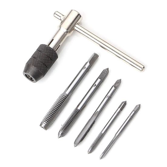 Jeu de clés à tarauder, 5PCS Taps + 1pcs Tap Wrench, M6, M7, M8, M10