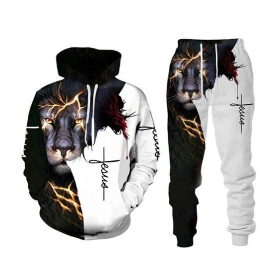 Ensembles Jogging Homme Pièces Impression Tigre 3D Sport