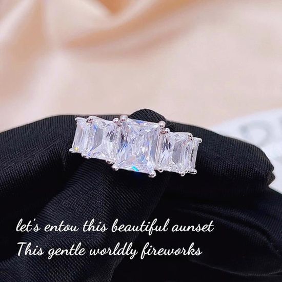 Parure Bague Fiançailles/mariage – Argent Sterling, Zircon Cubique Carré, Thaïlande