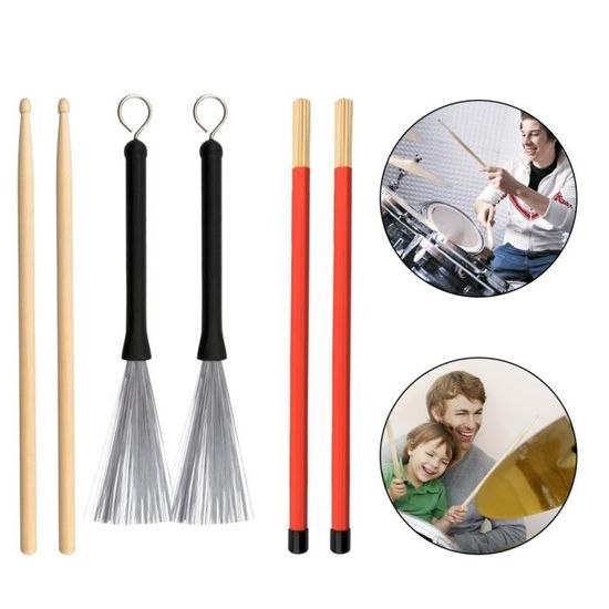 2 Brosses à Tambour Rétractables - Balais Métal Jazz Avec Sac De Rangement