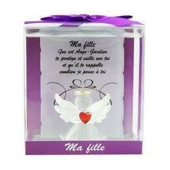 Ange Gardien Verre Ma Fille Mauve Avec Message Cdiscount Maison