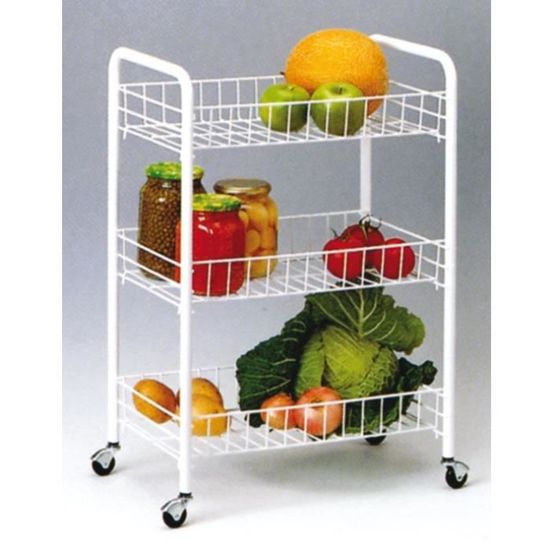 Chariot Rangement 3 Niveaux Blanc – Desserte Cuisine Mobile 63x38x25 Cm, Acier Et Polypropylène - 7