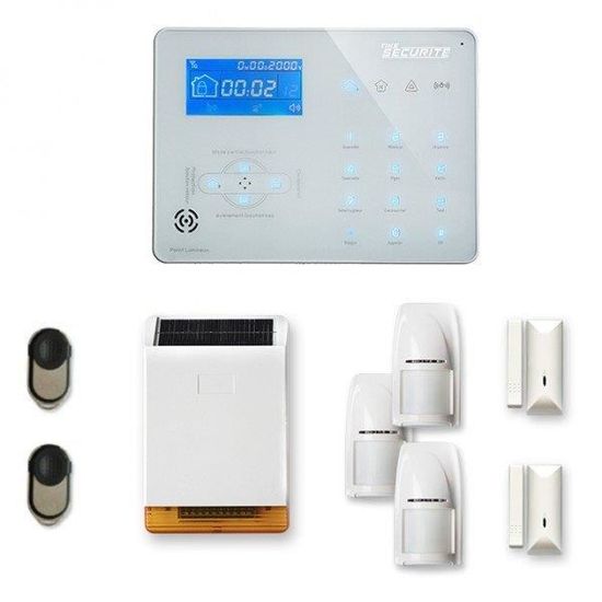 Alarme maison sans fil ICE-B 2 à 3 pièces mouvement + intrusion + sirène extérieure solaire - Compatible Box