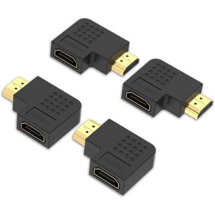 Adaptateur HDMI Coudé 90° Goobay – 8K@60Hz, 4K@120Hz, 48 Gbit/s – Contacts Dorés – Pour Espaces Restreints