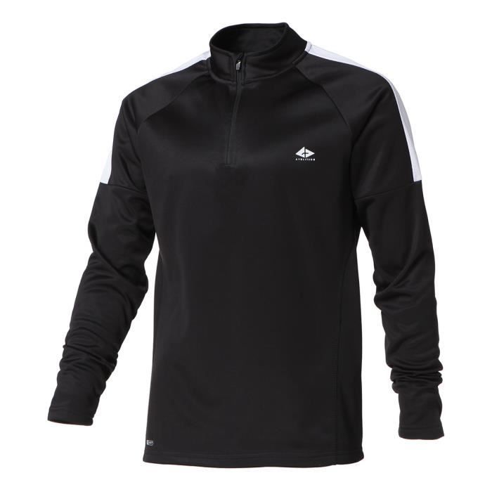 ATHLI-TECH Maillot de Football 1/2 zip - Adulte - Noir