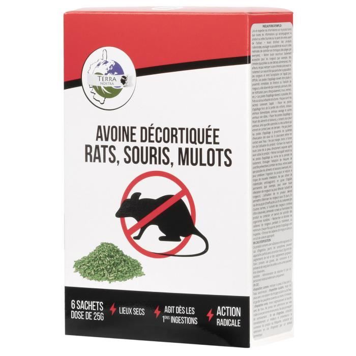 RATX - Avoine décortiquée Rats, Souris & Mulots - Raticide & Souricide 150 g
