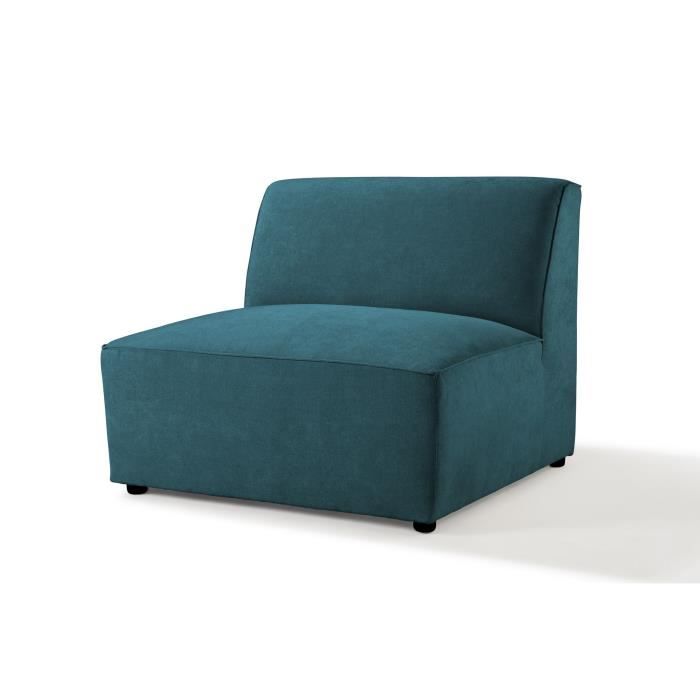 HEXAGONE - STERLING Fauteuil Modulable - Tissu Bleu Canard- L 100 x P 100 x H 75 cm