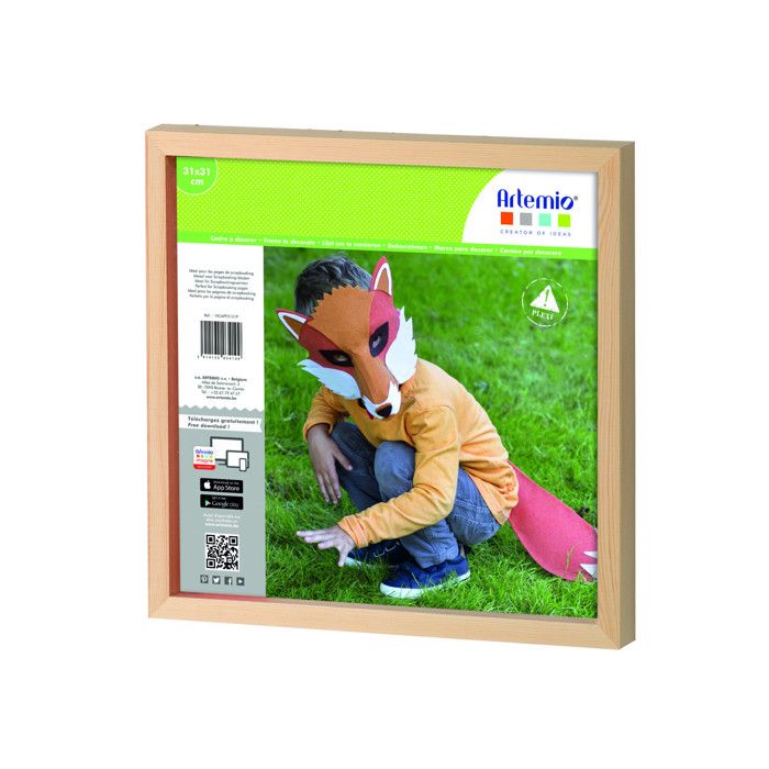 Cadre photo et scrap en bois Carré 32,5cm - Artémio Marron