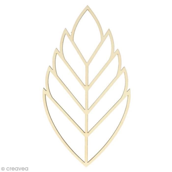 Forme en bois à décorer - Feuille ajourée - 26 x 14 cm - 1 pce Forme en bois idéale pour la décoration : Forme : Feuille ajourée1