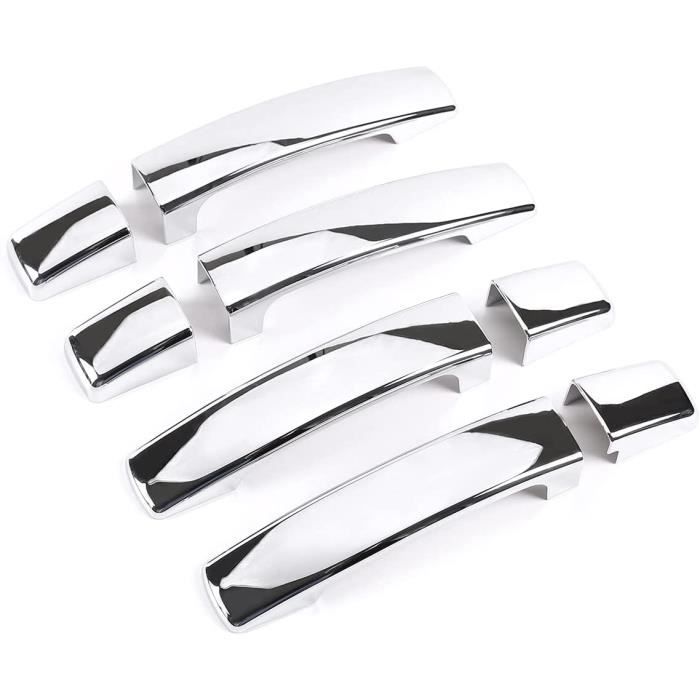Lot de 8 capuchons de protection en ABS pour poignée de porte de voiture Land Rover Discovery 3 Freelander 2007-2012 (chromé)