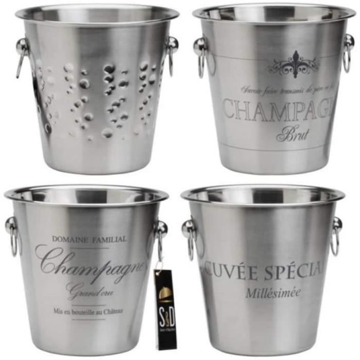 SAVEUR ET Degustation KV7014 Seau à Champagne, Acier Inoxydable, Gris, 22,4 x 22,4 x 21 cm