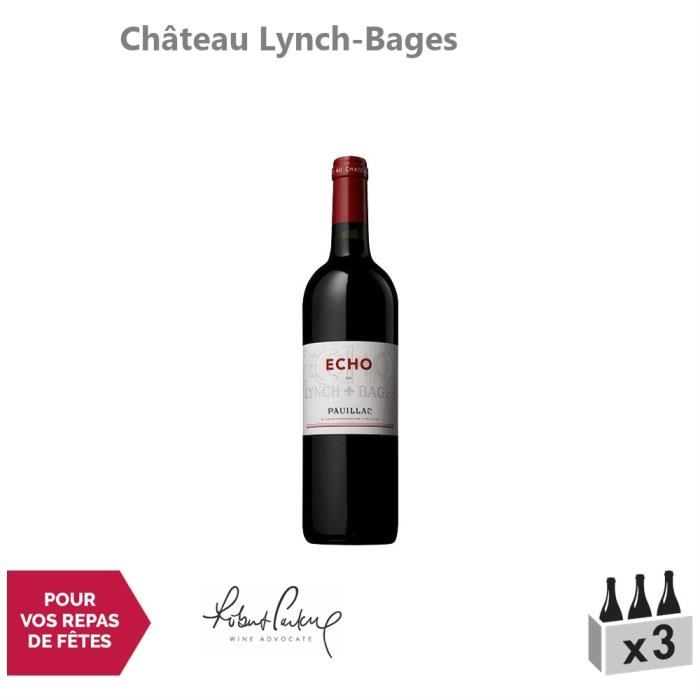 Château Lynch-Bages Echo de Lynch-Bages Rouge 2016 - Lot de 3x75cl - Appellation AOC Pauillac - Vin Rouge de Bordeaux - 16-20