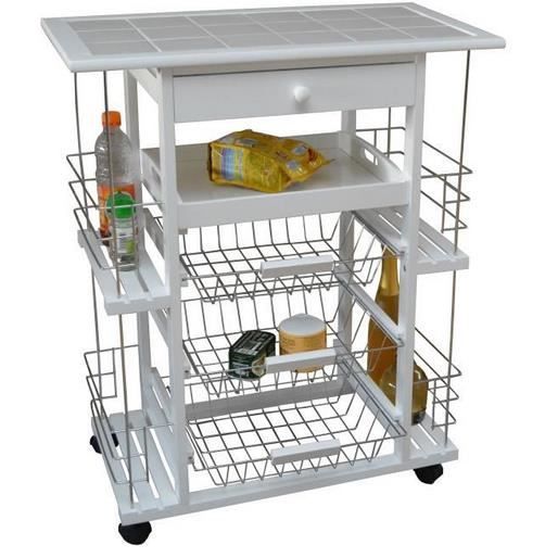 Desserte chariot de cuisine Billot de cuisine,blanc,67*37*82 cm