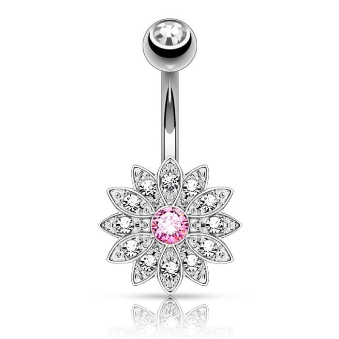 Piercing Nombril Fleur LOUISA rose