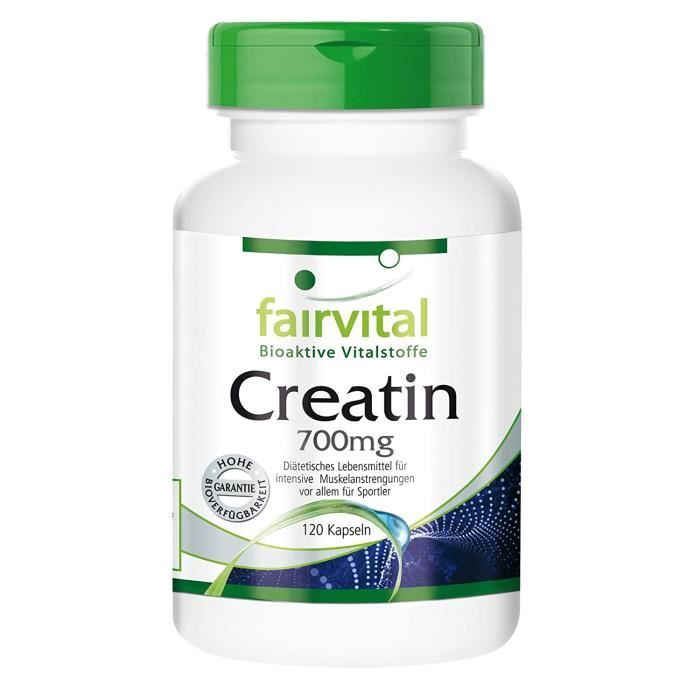 Créatine Créatine 700 mg - 24 jours - Dose élevée - 120 capsules - monohydrate de créatine en tant que substance pure sa 3689