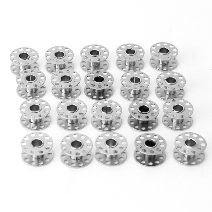 20X Argenté Bobine Canettes Métal De Fil Pour Machine Coudre Outil Couture Spool M21088
