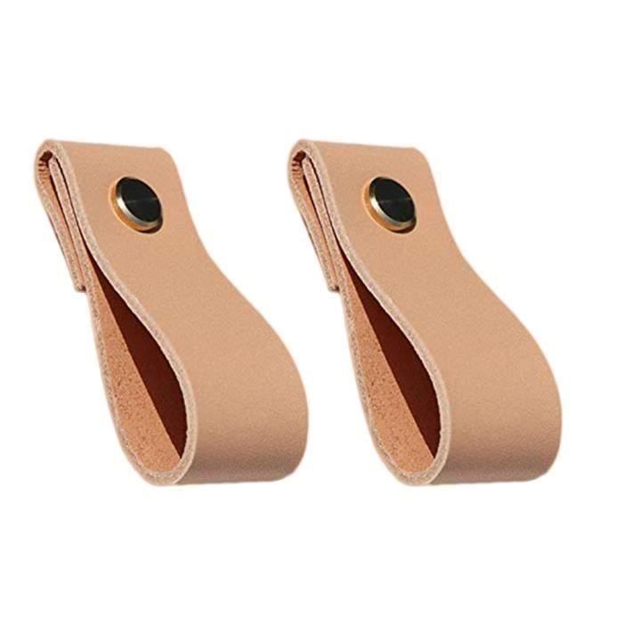 Lot de 2 poignées en cuir pour tiroirs Durables monotrou Poignées de qualité supérieure POIGNEE DE MEUBLE - BOUTON DE MEUBLE