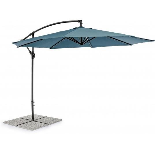 Parasol déporté Texas rond déporté diamètre 3 m bleu